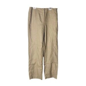 Rafael Womans Brown Linen Pants Sz 6 Casual Beach Comfort Straight